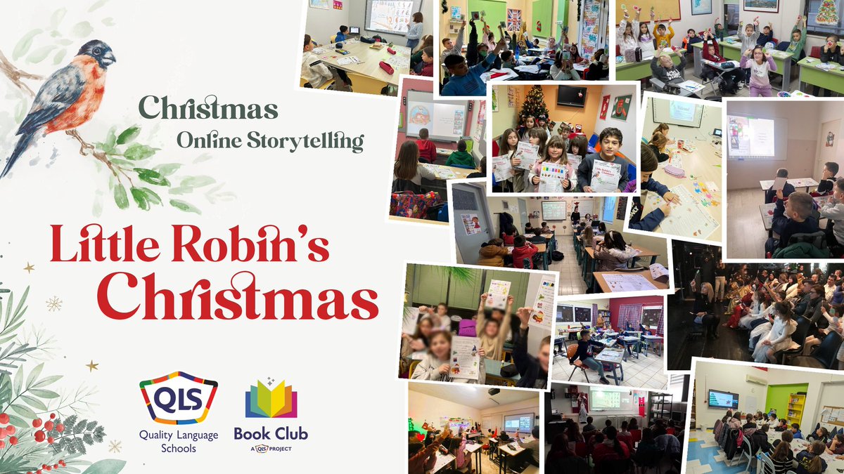 qlsnetwork's tweet photo. In a heartwarming celebration of friendship, #QLS schools across Greece connected at Xmas via an online #storytelling event, which taught valuable lessons of sharing, with the tale of a little Robin caring for its woodland companions. #elt #efl #esl #QLSBookClub @eaquals #eaquals https://t.co/pr6Eo6UBU6