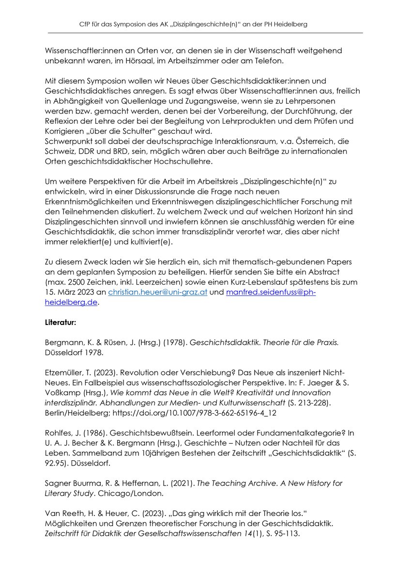 CfP für das diesjährige Symposium des AK 'Disziplingeschichte(n)' an der @phheidelberg ...
