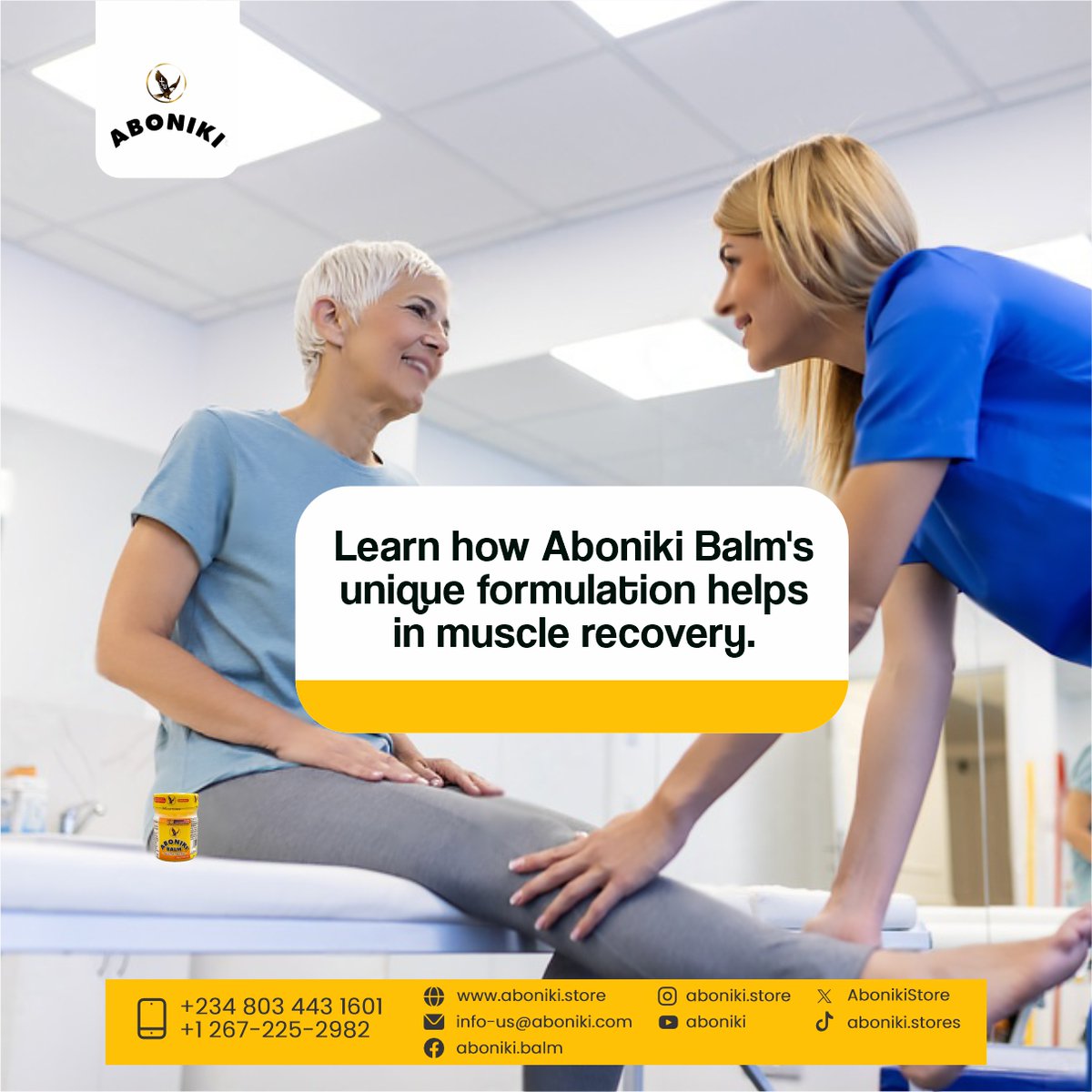 Aboniki Balm is a testament to the power of nature in healing and rejuvenation - Its carefully crafted blend includes: Eucalyptus Oil, Menthol, Methyl Salicylate   and Camphor.
#MuscleRecovery #NaturalHealing #FitnessJourney #AthleteCare #PostWorkoutRelief #EucalyptusOilBenefits