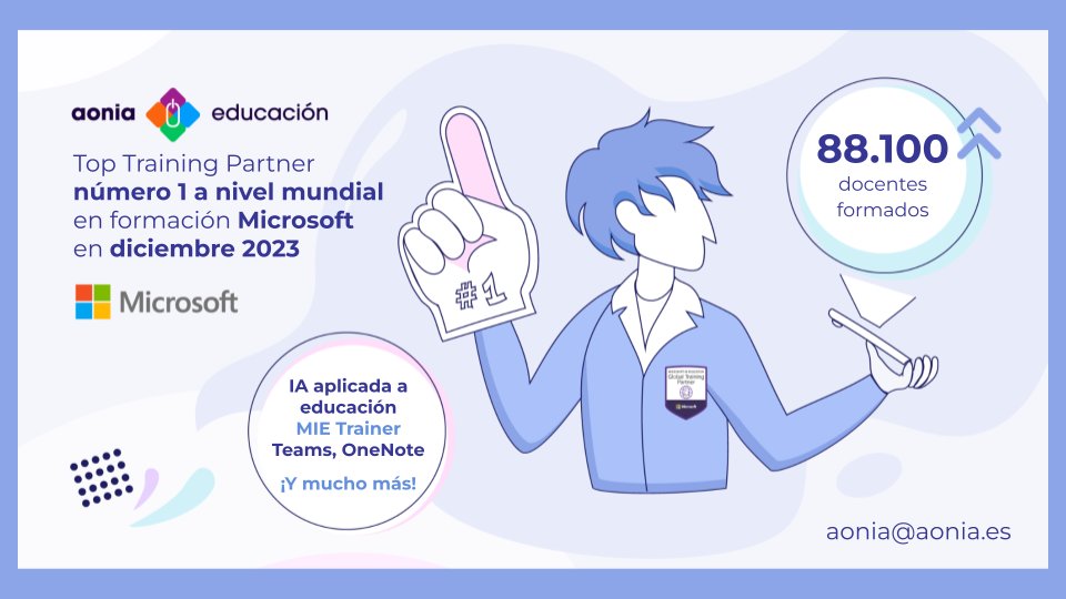 🌟 ¡Estamos en la cima del mundo! 🌟
Aonia se ha convertido en el Top Training Partner #1 a nivel mundial en formación Microsoft en diciembre 2023. 🎓💻 Gracias a los 88.100 docentes que han confiado en nuestra excelencia y calidad 👉 ¡Únete a nuestra comunidad! aonia@aonia.es