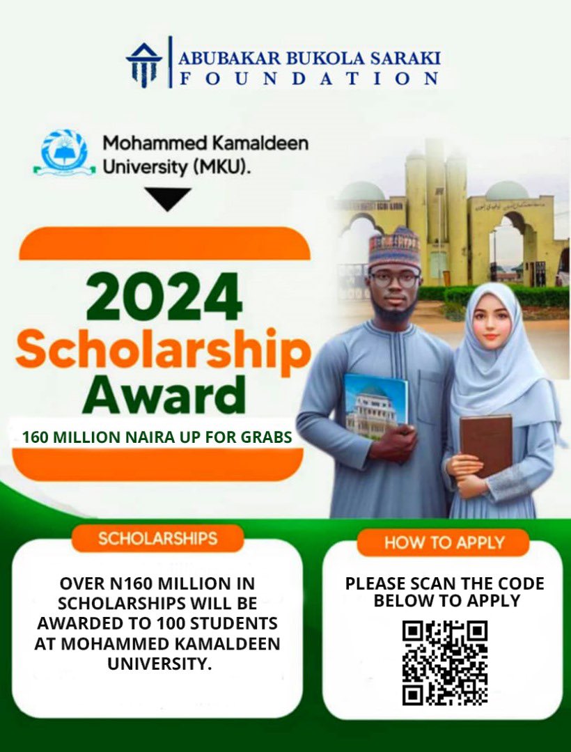 The Abubakar Bukola Saraki Foundation is pleased to invite eligible candidates to apply for its 2024 Scholarship Award program. Eligibility: Applicants must have been admitted to Mohammed Kamaldeen University at the time of application. Application process: Interested and…
