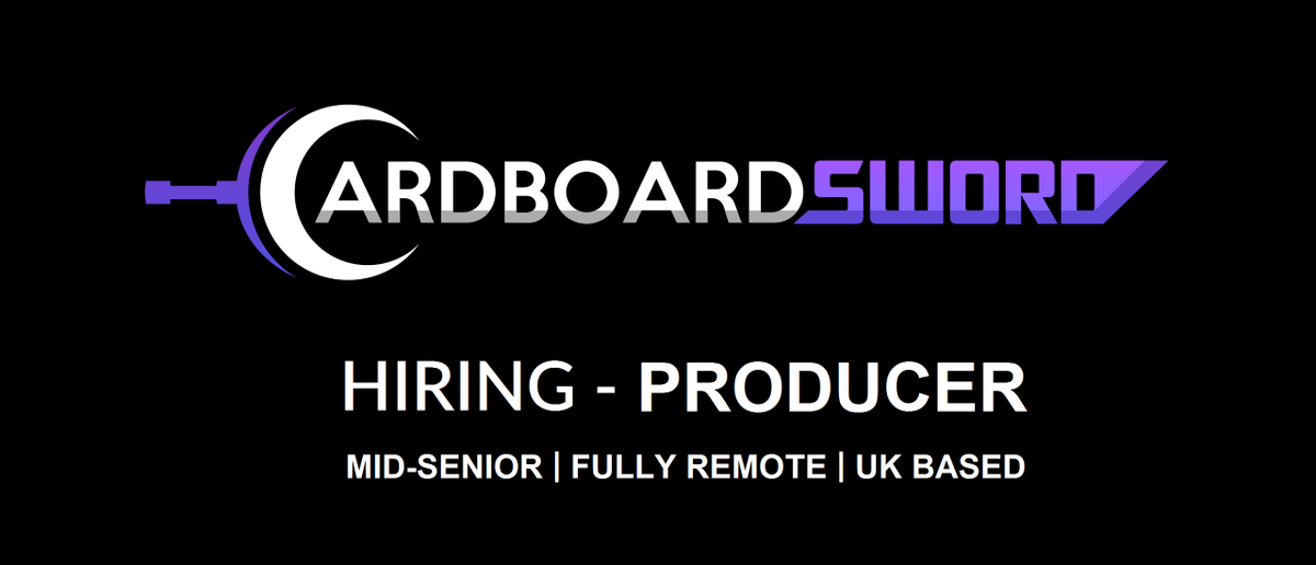 We're HIRING a Mid-Senior Video Game Producer

Come work on our cool new project, and make your mark on our growing #indiedev studio!

UK based, fully-remote. Details here: cardboardsword.co.uk/careers/ #gamedevjobs