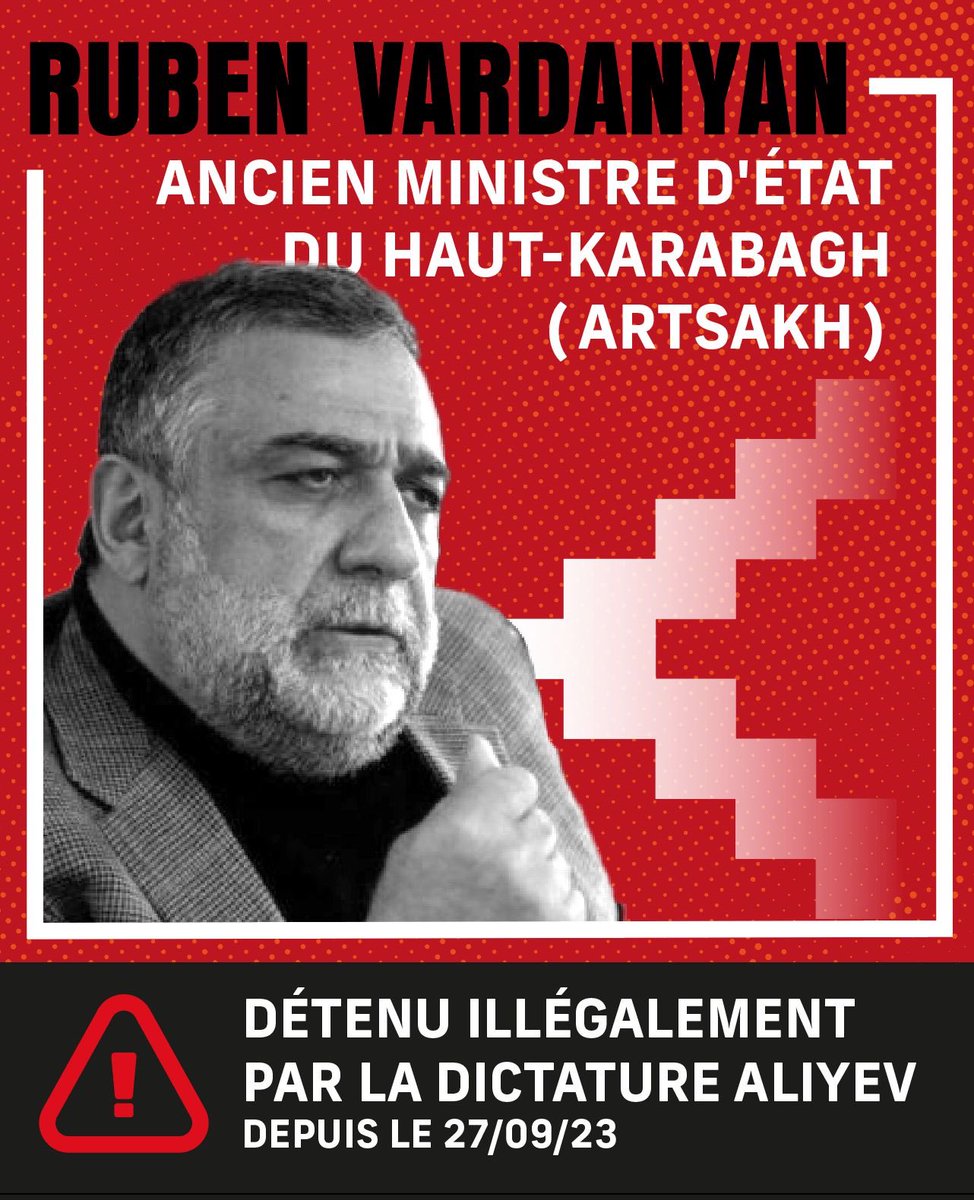 Prisonnier politique de la dictature Aliyev pour avoir voulu défendre la démocratie. Ruben Vardanyan, né en Arménie 🇦🇲, a consacré la majeure partie de sa vie à la reconstruction du pays. Parti à Moscou à la fin de l'adolescence pour y poursuivre ses études, il s'est ensuite…