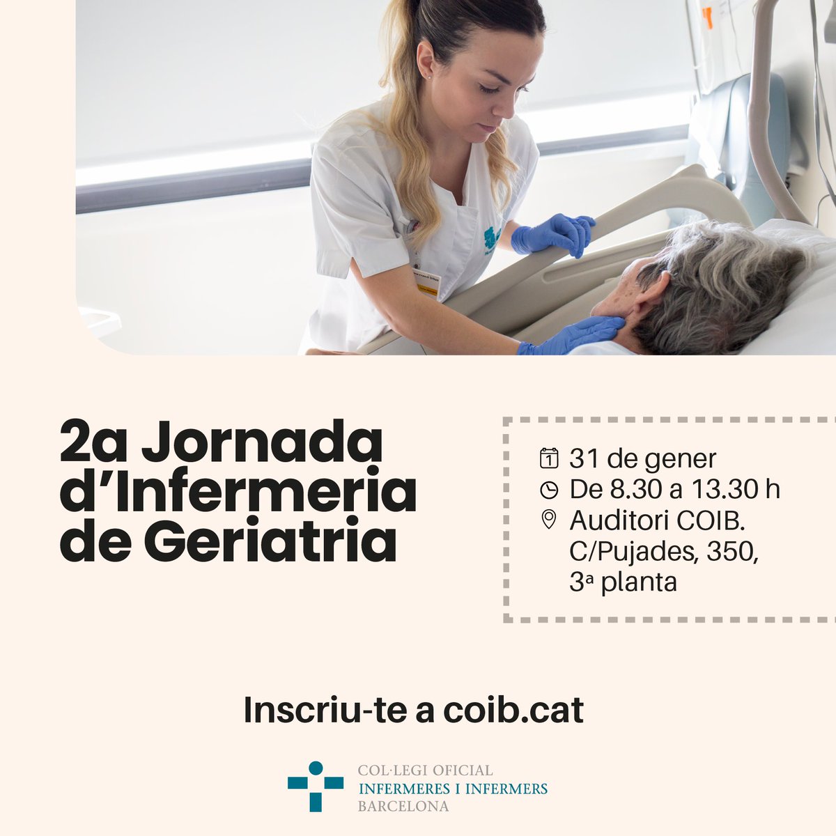 📆 31 de gener
⏰ 8:30h

La Vocalia de Geriatria del #COIB organitza la 2a Jornada d’Infermeria de Geriatria  per donar a conèixer la importància d’aquesta infermera especialista.

Consulteu el programa complet i inscriviu-vos aquí
coib.cat/ca-es/actualit…