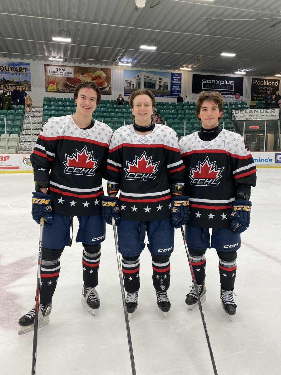 CPCANADIANS's tweet photo. Very proud of Tristan Boudreau, Tommy Enrietto, and Carter Pilon for representing CPC in the Young Stars game last night. Team Robinson came away with the win over Team Yzerman. https://t.co/pL9NcDsR9M