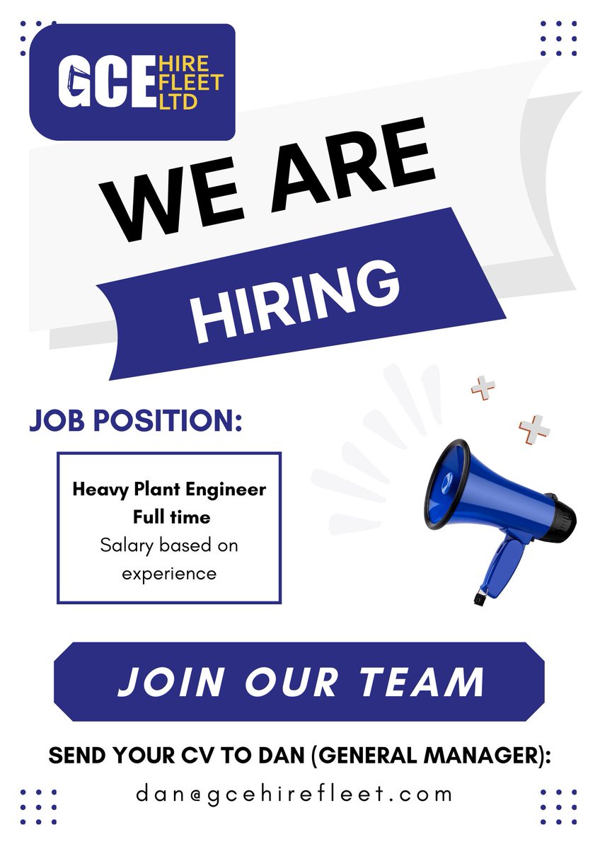 GCE Hire Fleet Ltd (@gcehirefleet) on Twitter photo New year, new you...new job!
We are looking for an experienced heavy plant engineer in Whittlesey, Peterborough.
Contact us for more info, full job description and company benefits 👍
Send your CV to dan@gcehirefleet.com New year, new you...new job!
We are looking for an experienced heavy plant engineer in Whittlesey, Peterborough.
Contact us for more info, full job description and company benefits 👍
Send your CV to dan@gcehirefleet.com