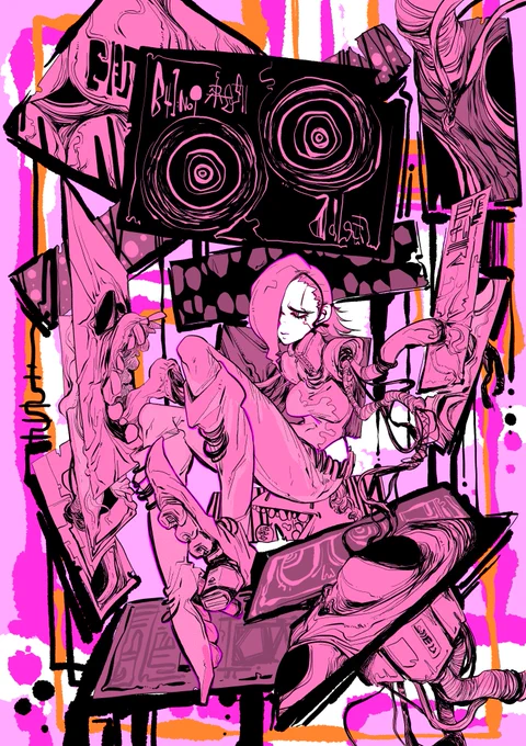 今日のお絵描き。描いてる内に訳わかんなくなった反省。風呂って仕事だぢょー 