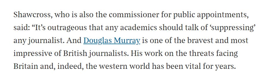 This is what radicalisation looks like - the Commissioner for Public Appointments endorsing Douglas Murray, who called for collective punishment of innocent Muslims, as well as complaining that London was no longer majority white.