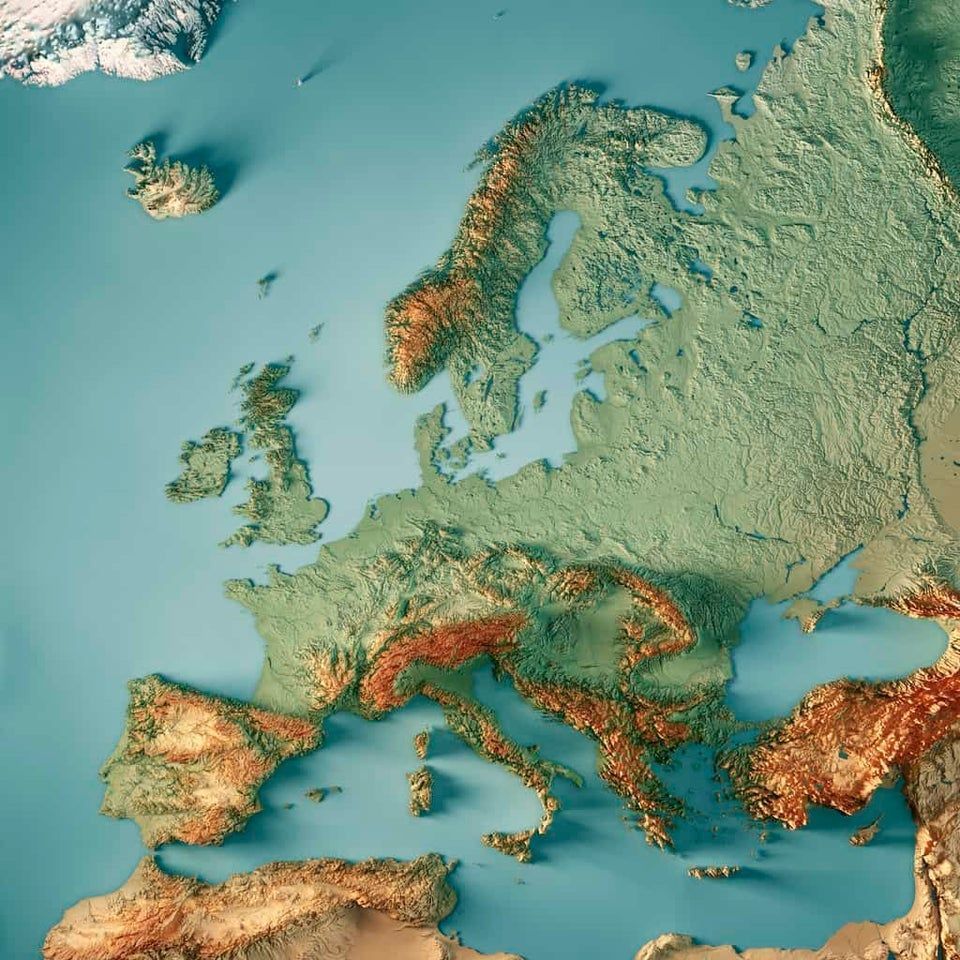 Map shows a topographic view of Europe. Source: buff.ly/2WRsIaI