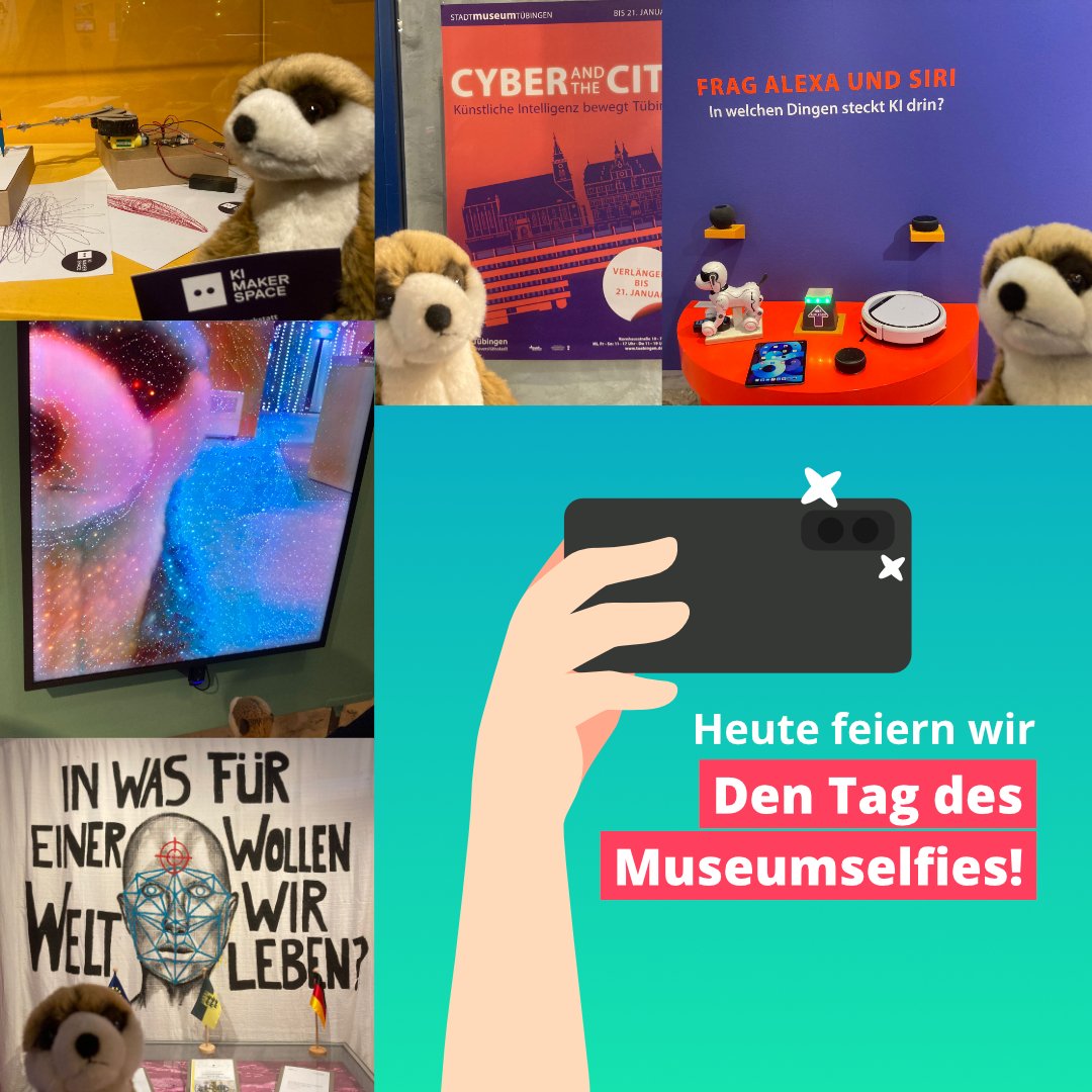 🏛️ Emil hat die KI-Ausstellung „Cyber and the City“ im @stadtmuseum.tuebingen besucht und fleißig Selfies gemacht. Denn heute ist der #Museumselfie Tag. 🤳 Bis zum 21. Januar ist die Ausstellung noch geöffnet. Schau vorbei und mache ein Selfie! tuebingen.de/stadtmuseum/38…