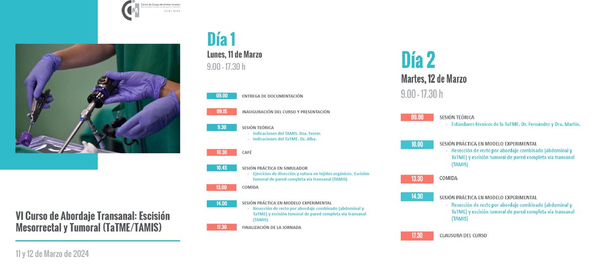 CCMIJU - JUMISC (@ccmijesususon) on Twitter photo Abiertas inscripciones para Curso Abordaje Transanal: Escisión Mesorrectal y Tumoral (TaTME/TAMIS).
Sesiones prácticas en simulador y en modelo experimental. Profesorado experto. Matrícula aquí
ccmijesususon.com/formacion/curs…
<a href="/Nanbiosis/">Nanbiosis ICTS</a> <a href="/aecirujanos/">aecirujanos</a> <a href="/campusccmiju/">campus ccmiju</a> Abiertas inscripciones para Curso Abordaje Transanal: Escisión Mesorrectal y Tumoral (TaTME/TAMIS).
Sesiones prácticas en simulador y en modelo experimental. Profesorado experto. Matrícula aquí
ccmijesususon.com/formacion/curs…
<a href="/Nanbiosis/">Nanbiosis ICTS</a> <a href="/aecirujanos/">aecirujanos</a> <a href="/campusccmiju/">campus ccmiju</a>
