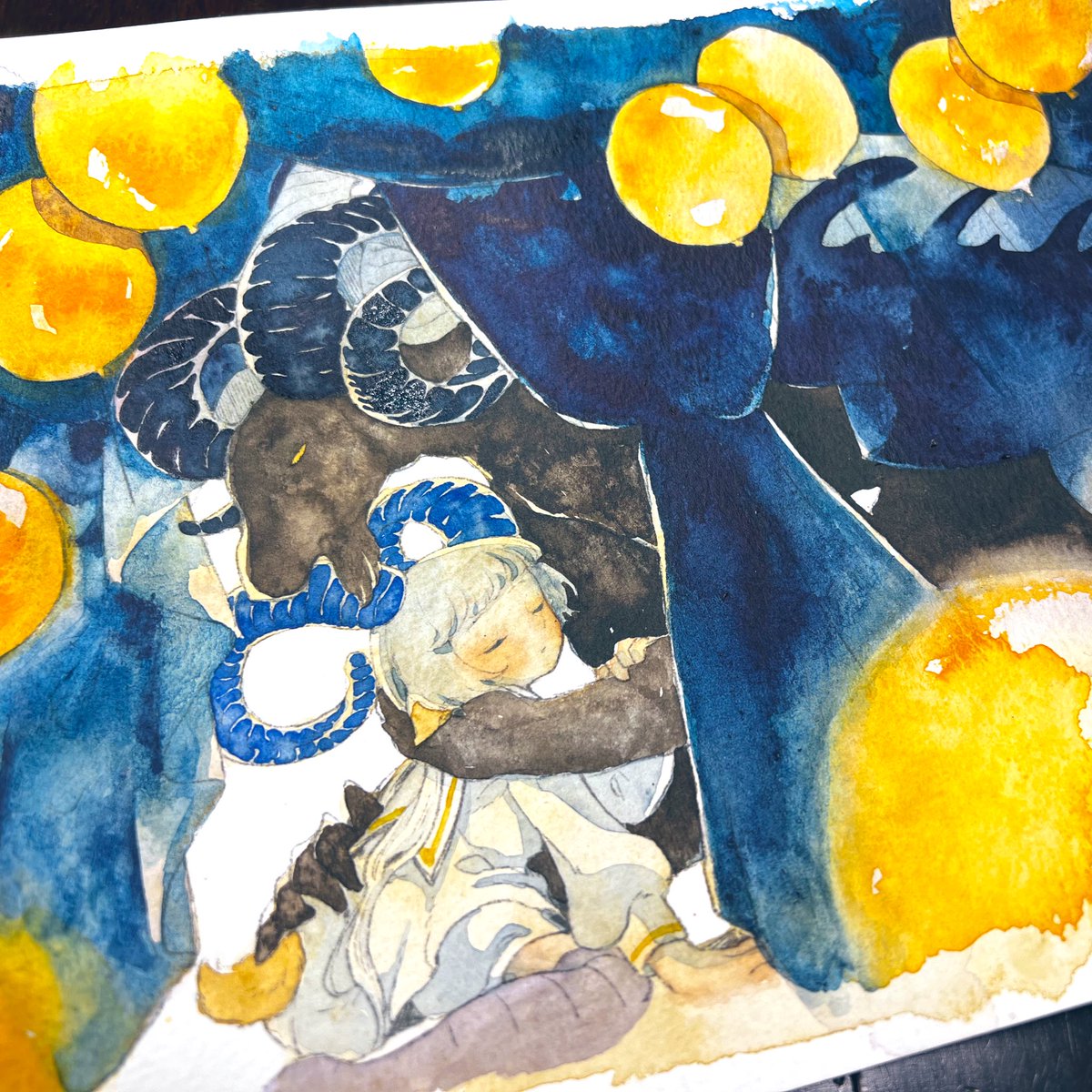 「#企画展_Phantasm優しくて愛しい藍角の兄。カーテンを透かす影はとうてい常」|ぱた🫀5/5コミティア【F42b】のイラスト