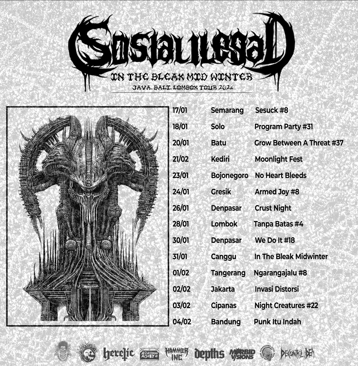 SOSIAL ILEGAL - IN THE BLEAK MID WINTER
JAVA, BALI, LOMBOK TOUR 2024

Artwork by Bharata Danu