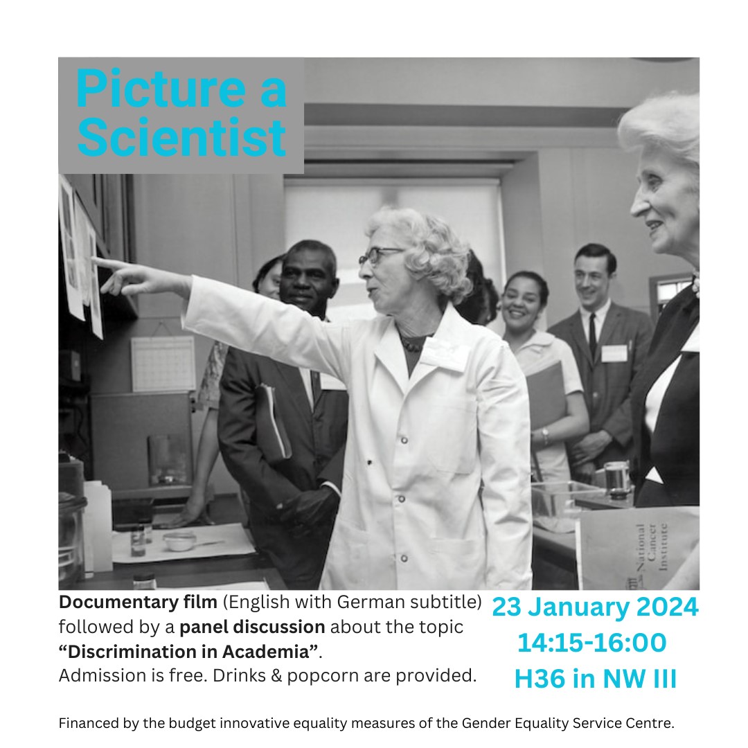 Join ust next Tuesday for a showing of "Picture a scientist" <a href="/unibt/">Universität Bayreuth</a> at 2:15pm with a panel discussion afterwards. Together with Silvia Wiegel and Angela Bauer we have organized this event to shine a light on Discrimination in Academia.