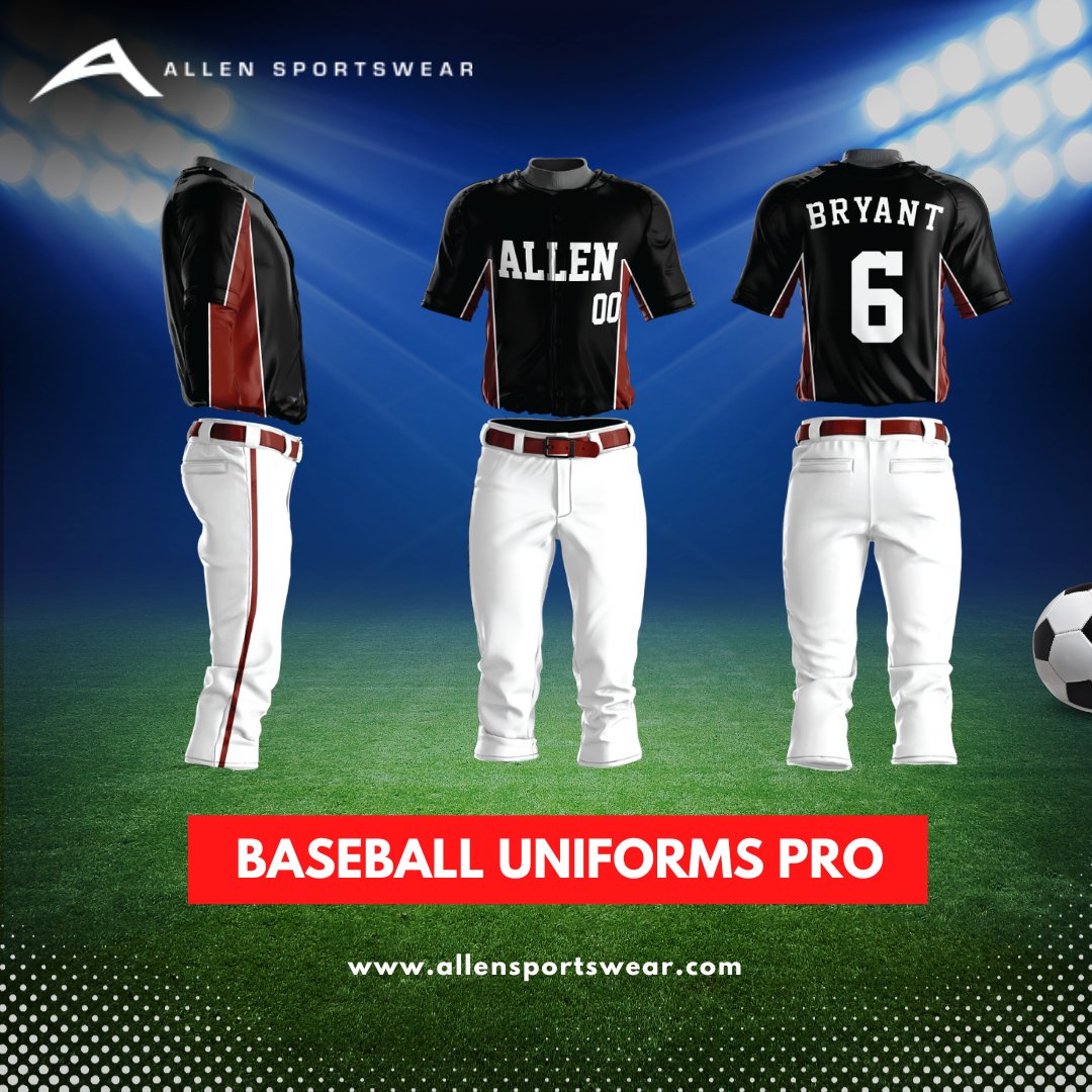 Gear up for dominance with our custom pro baseball uniforms at Allen Sportswear! Stylish designs for men, women, and youth. Made from lightweight polyester. Grab yours now!

#baseballuniforms #sportsuniforms #baseballfashion #custombaseballuniforms #unleashyourstyle