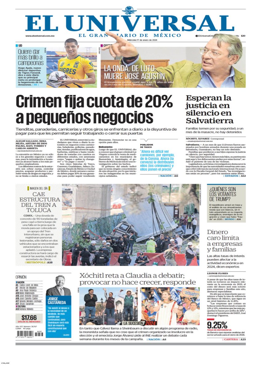 MAConsultores_1's tweet photo. #PrimerasPlanas 17 de Enero de 2024 #CdVictoria #Matamoros #NuevoLaredo #Reynosa #Tampico #Matamoros #Guadalajara #Tijuana #Ecatepec #Cancún #Leongto #Veracruz #Cdmx #Huixquilucan #Mty #ValleHermoso #RíoBravo #Mante #CdMadero https://t.co/g5UX2KoGPx