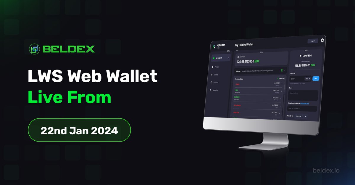 BeldexCoin's tweet photo. 🚨Release Update🚨

#Beldex Web wallet from 22nd January 2024

stay tuned...😎 https://t.co/qDwjN8twDC