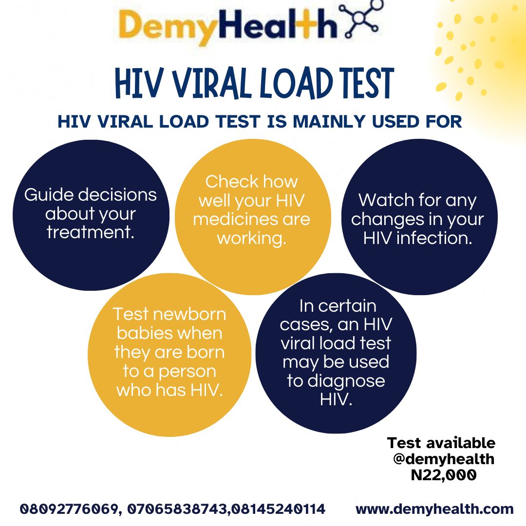 DEMYHEALTH's tweet photo. HIV Viral Load Test available at DemyHealth. For more inquiries, contact:
08092776069, 07065838743, 08145240114

Or visit us at our head office:
Abuja: Plot 418A, First Avenue, Gwarinpa 

#health #services #labinabuja #hospital #demyhealth #medical #hivviralload #jak2mutation https://t.co/ac1YQt4sQo