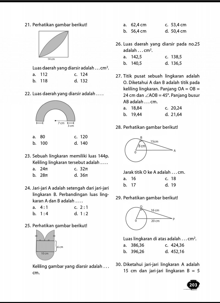 rasya_belajar's tweet image. [H - 104 SNBT 2024]

Subtes : PK/PM
Materi : 41 soal materi lingkaran

Seperti biasa kunci jawaban ada di reply ya!

Soal part 1