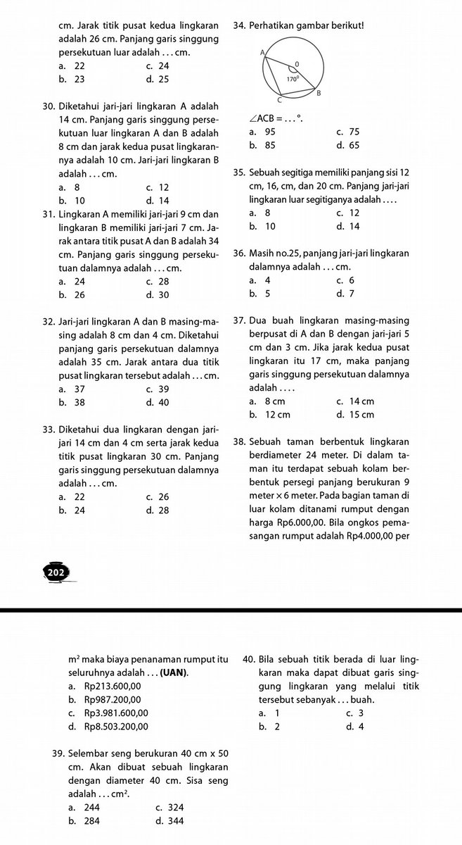 rasya_belajar's tweet image. [H - 104 SNBT 2024]

Subtes : PK/PM
Materi : 41 soal materi lingkaran

Seperti biasa kunci jawaban ada di reply ya!

Soal part 1