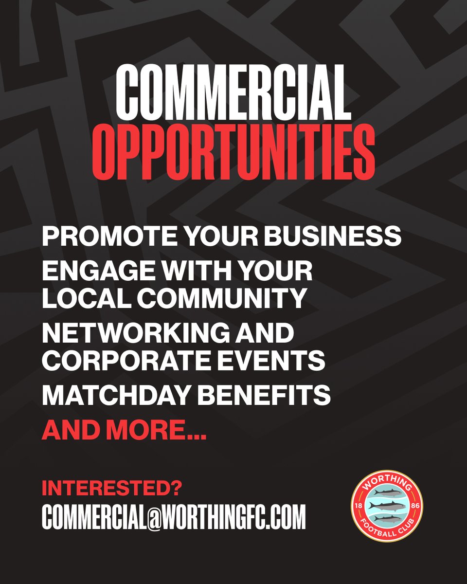 WorthingFC's tweet image. 🎬 With a documentary with a major broadcaster on the way, now is the perfect time to get your business involved with the club!

From matchday sponsorship to pitch boards, or even chat with us about our exciting stadium upgrades 🏟️

Get in touch today 👇