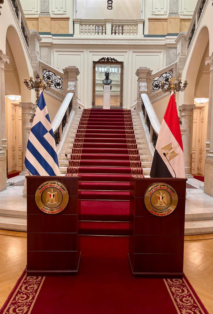Live streaming coming soon… Joint Press conference between H.E. Sameh Shoukry, 🇪🇬 Minister of Foreign Affairs, and H.E. G. Gerapetritis, 🇬🇷 Minister of Foreign Affairs, at Tahrir Palace, Cairo. @GreeceMFA