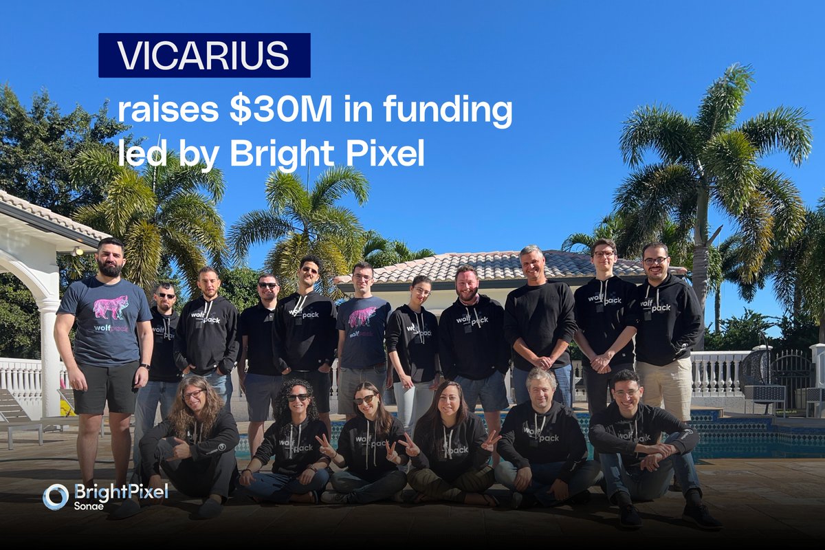 brpxcapital's tweet photo. Big news to start 2024! #BrightPixel has led @vicariusltd' #Series B #investment round of $30 million, with the participation of @AllegisCyber, @alley_corp and Strait. The company's total funding, including investments from previous investors such as JVP, now exceeds $56 million. https://t.co/SiPhlu94Rp