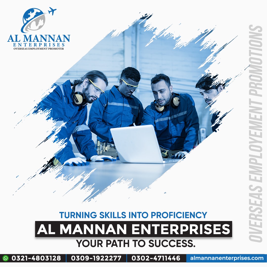 Turning skill into proficiency – Al Mannan Enterprises, your path to success! 🌐💼 Join us on the journey to unlocking your full potential and achieving career success.
.

.

.

#AlMannanEnterprises #OverseasEmployment #InternationalCareers #MissileAttack #ISPR #petrolprice