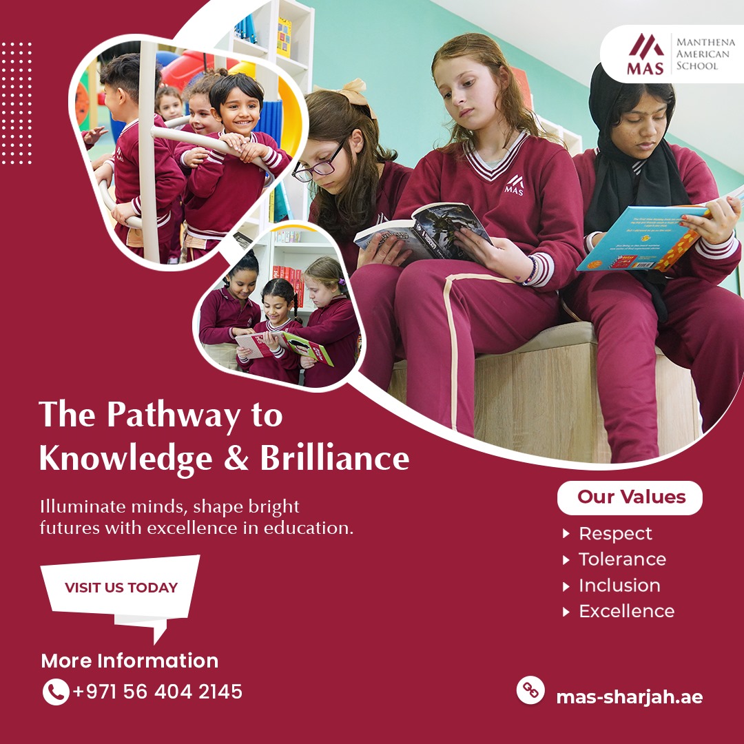 MASsharjah's tweet image. Educate with values, and inspire with excellence. Join MAS on a journey where respect, tolerance, inclusion, and excellence pave the way to brighter futures. 🏫🌟 

Ready to embrace brilliance?

📞 00971564042145
🌐 mas-sharjah.ae

#mas #pathwaytoknowledge #education
