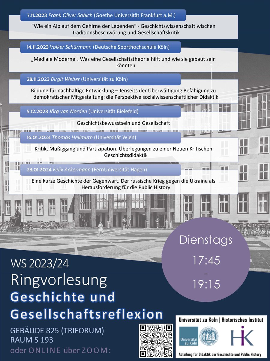SYP der AG Angewandten Geschichte | Public History (@sypph) on Twitter photo Im Rahmen einer Ring-VL an der <a href="/UniCologne/">Universität zu Köln</a> spricht <a href="/felix_berlinski/">Felix Ackermann</a> am 23.01. zum Thema "Eine kurze Geschichte der Gegenwart. Der russische Krieg gegen die Ukraine als Herausforderung für die #PublicHistory" - Teilnahme auch via Zoom möglich ➡️ studium.histinst.uni-koeln.de/studiengaenge/… Im Rahmen einer Ring-VL an der <a href="/UniCologne/">Universität zu Köln</a> spricht <a href="/felix_berlinski/">Felix Ackermann</a> am 23.01. zum Thema "Eine kurze Geschichte der Gegenwart. Der russische Krieg gegen die Ukraine als Herausforderung für die #PublicHistory" - Teilnahme auch via Zoom möglich ➡️ studium.histinst.uni-koeln.de/studiengaenge/…