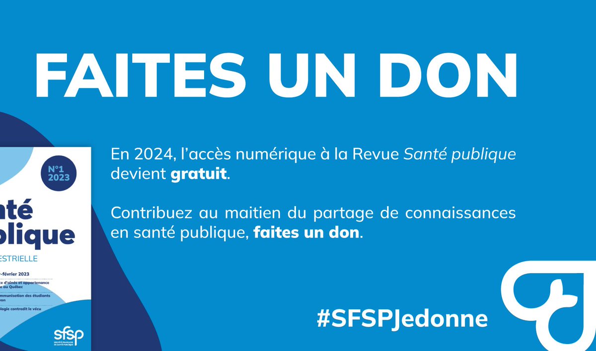 En 2024, l'accès numérique à la Revue Santé publique devient gratuit ✅ 

Soutenez le partage de connaissances en santé publique ! Un appel aux dons est lancé pour vous permettre de contribuer à un #openaccess de la revue 👍  buff.ly/3RqSA8A 

Merci de votre soutien 🙏