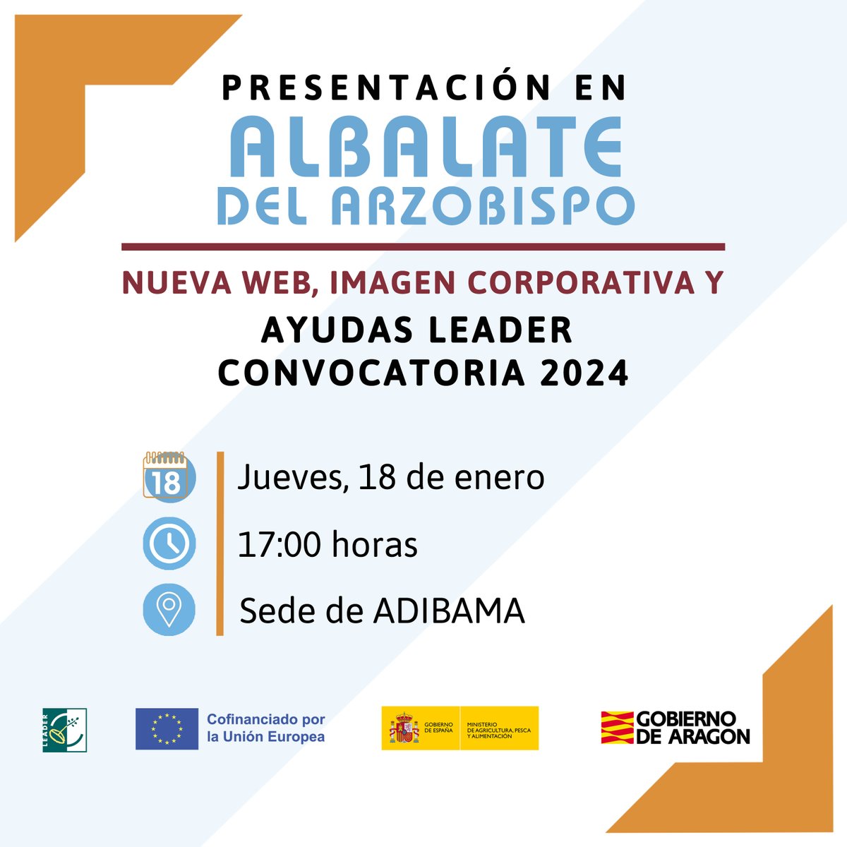 Mañana jueves 18 de enero a las 5 de la tarde 📝en la Sede de #ADIBAMA en #AlbalatedelArzobispo, vente a la presentación de las nuevas ayudas #Leader 🌱Te esperamos 🙋‍♂️🙋‍♀️🙋‍♀️ #comarcadelbajomartin #subvenciones #norteTeruel #ADIBAMA