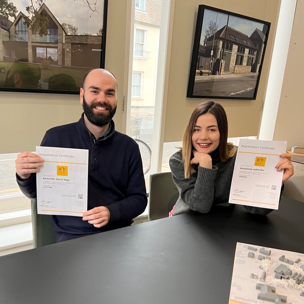 The practice is pleased to announce both Anastasija and Alex, who joined us in 2020, are now qualified Architects. 
Studying together for their Part 111 proved beneficial. Alex delayed taking his exam slightly but received his results just before Christmas.
 #workinghardpaysoff