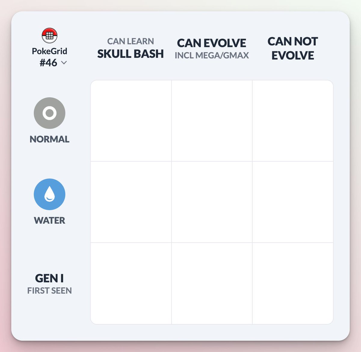 PokegridGame's tweet photo. PokeGrid #46: SKULL BASH 🪖⚔️
Jump skull first into today's #PokeGrid! Plus a chance to drop your fav Gen I 'mon, all can fit on the board somewhere...
Play at https://t.co/O63o2w8Sus and let us know your score 👇 https://t.co/vTd8Pb6Q3r