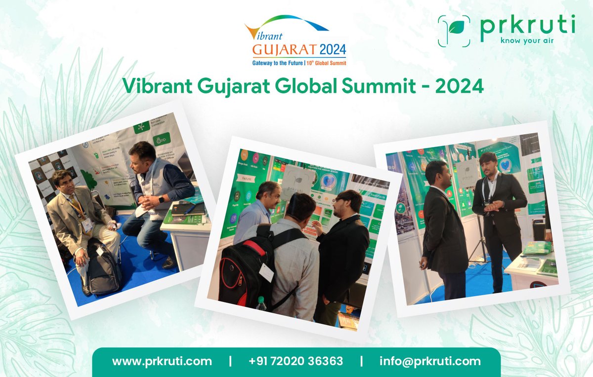 prkruti_air's tweet photo. Had a great time at @VibrantGujarat summit engaging with stakeholders, innovators, and investors. Showcased our #airquality solutions during the 5-day #GlobalTradeShow. Meaningful interaction with Minister of State Shri Praful Pansheriya @prafulpbjp on environmental concerns. https://t.co/BLvmoo9LUX
