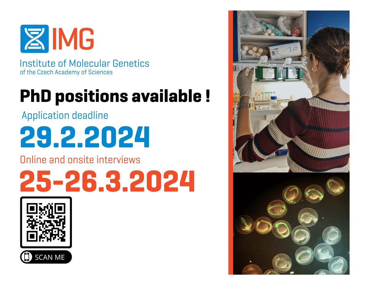 Gregor lab (@gregor_lab) on Twitter photo Calling all aspiring scientists! New PhD positions at <a href="/imgprague/">Institute of Molecular Genetics</a> <a href="/CzechAcademy/">Czech Academy of Sciences</a>. Join our vibrant research community and explore groundbreaking projects in molecular genetics, immunology, cell biology, virology, and beyond! Calling all aspiring scientists! New PhD positions at <a href="/imgprague/">Institute of Molecular Genetics</a> <a href="/CzechAcademy/">Czech Academy of Sciences</a>. Join our vibrant research community and explore groundbreaking projects in molecular genetics, immunology, cell biology, virology, and beyond!