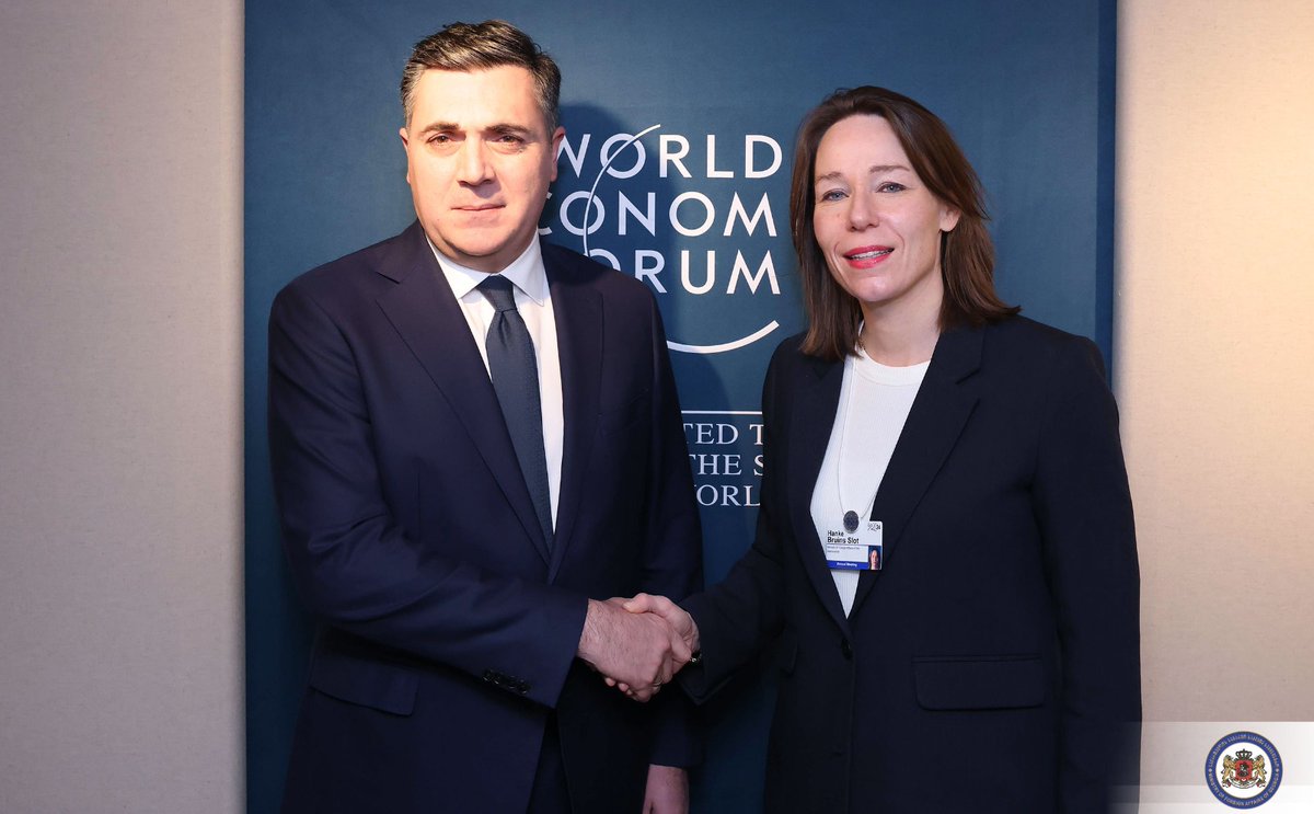 Within the scope of #WEF24, had a meeting with the Dutch FM <a href="/HankeBruinsSlot/">Hanke Bruins Slot</a>. We welcomed the positive dynamics of relations between our countries and expressed readiness to continue close cooperation for its further development. We also tuched upon Georgia's European agenda and