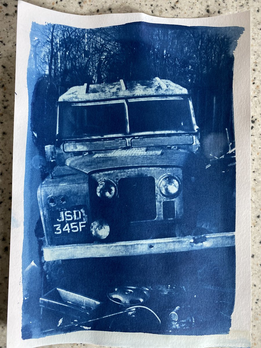 @euanmcilwraith My dad taught me to drive in this one when we were both 7 years old. 30 years later I found it in a scrapyard in Dumbarton and recently made this Cyanotype print from the picture I took that day. Luckily, someone bought and restored it and it’s still driving around today!