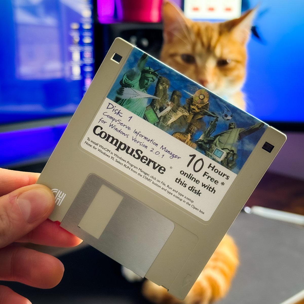 Throwback to the days when you installed your ISP from a floppy disk to 'Surf the Web.' It wasn't long before cats seized control of this newfound interweb kingdom with their meme-worthy antics!💾 🌎 😺 👑

#RetroTech #CatsoftheInternet #DialUpDays #FloppyDisk #RetroInternet