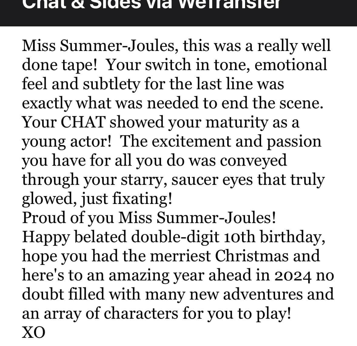 SO PROUD - had to share for a memory for Summer-Joules to look back on ❤️ Summer-Joules beams so much reading feedback from her phenomenal agent in Canada and always thankful!

#proudmom #proudagent #actress #actor #childactor #childactor #filmmaker #filmdirector #castingdirector