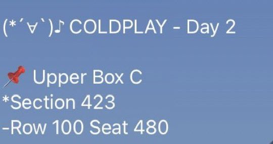 Rosesfalling39's tweet photo. WTS LFB PH COLDPLAY Music of the Spheres World Tour

Hello! We have an extra ticket for Coldplay: Music of the Spheres in Bulacan (January 20, 2024)

✨ One (1) Ticket only
✨ UBC Section 423
✨ Row-Seat: 100
✨ PHYSICAL TICKET ON HAND
✨ For Meet Up only

dm for more details! 💌 https://t.co/L8v1NiNZ5k