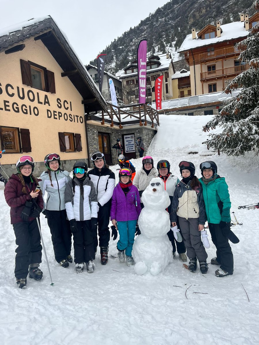 Linlithgow_Acad's tweet photo. Last day of the S3 ski trip. Weather again looking fantastic! Even some time available to build a snowman! 😀 https://t.co/s1Iqz1SfGc