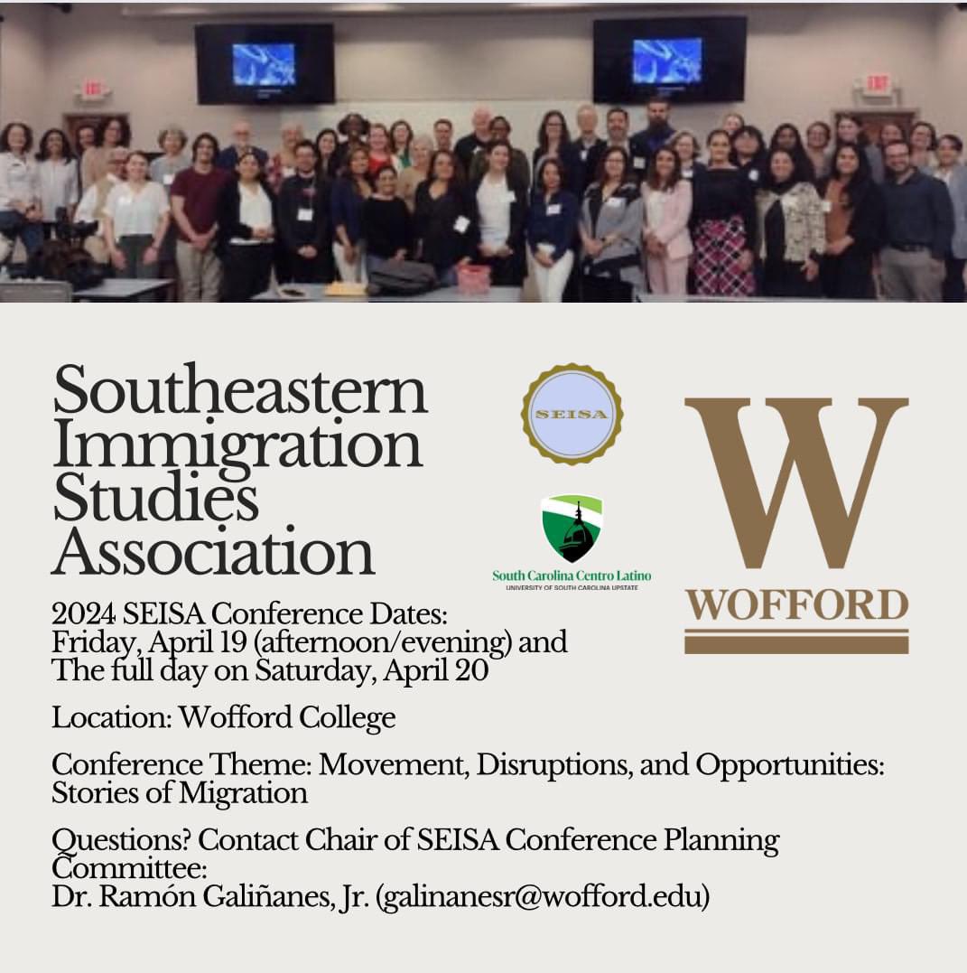 EdIlimitadaOrg's tweet photo. We are always excited to work with scholars, educators, and activists in the world of #immigration and #education! Join us April 10, 2024 with @SEImmigrationSA and @SCCentroLatino at @woffordcollege in upstate South Carolina. https://t.co/lPW1gy8XHf