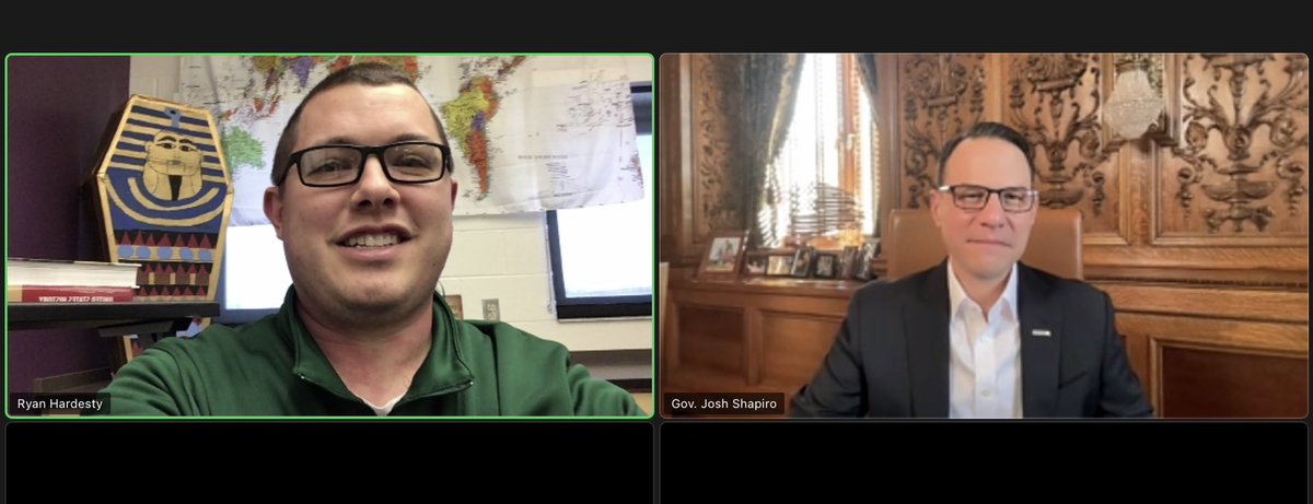 Thank you to Governor <a href="/JoshShapiroPA/">Josh Shapiro</a> for joining my class today and answering students’ questions! You were so kind to them. We’re so appreciative of you giving us your time. <a href="/PADeptofEd/">PA Department of Education</a> <a href="/nstoypa/">NSTOY-PA</a>