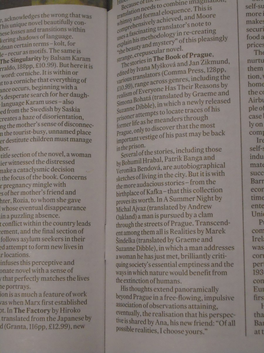 A review of The Book of Prague (Comma Press, October 2023), supported by The Czech Literary Centre, in The Irish Times!