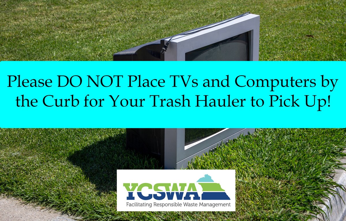 Please DO NOT place TVs and computers by the curb for your trash hauler to pick up!
Visit ycswa.com/services/recyc… to find out where to recycle your electronics.
#keepyorkcountycleanandsafe