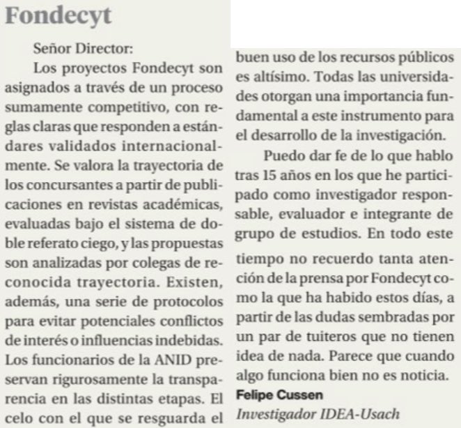 Carta en <a href="/La_Segunda/">laSegunda</a> a propósito de la polémica por Fondecyt @AnidInforma