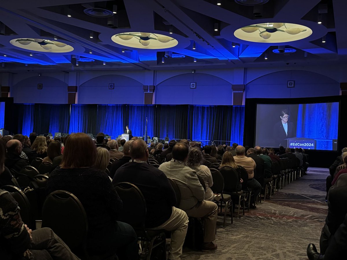 Once again, ⁦<a href="/DrJillUnderly/">Dr. Jill Underly, WI State Superintendent</a>⁩ delivers an amazing keynote, honoring #SenatorHerbKohl. “Education is the only way we save democracy.” #EdCon2024