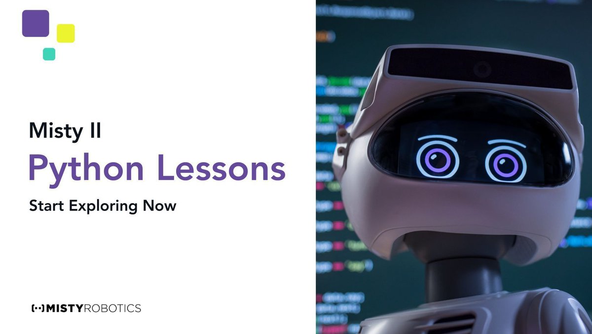 MistyRobotics's tweet image. Curious to learn more about programming social robots? 👩💻🤖🐍 On the Misty Lessons platform you can now learn how to program Misty II in Python and use the full range of her capabilities 🚀 Access here: buff.ly/3vIoYwA
#computerscience #robotics #humanrobotinteraction