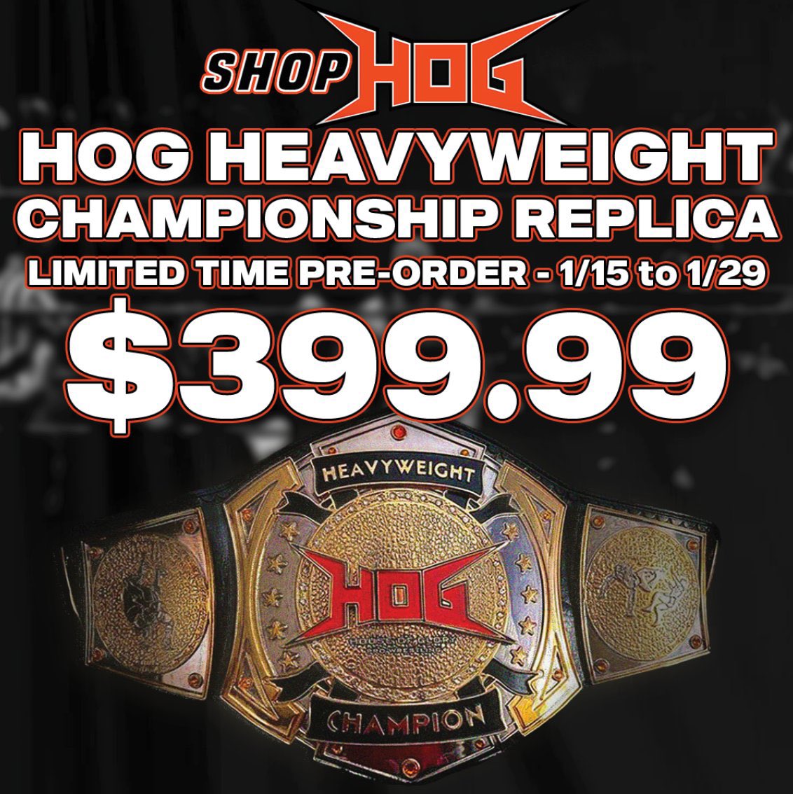 Preorder your HOG Heavyweight Championship replica belt now at #SHOPHOG Now through January 29 Expected to ship in late March/ early April Free shipping with purchase SHOPHOG.NET #HOG #HOGWrestling #Prowrestling #Championships #Wrestlingbelts